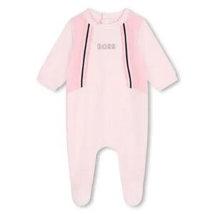 BOSS Velour Logo Footed Sleeper Footies Pajamas 6 Months - Pale Pink